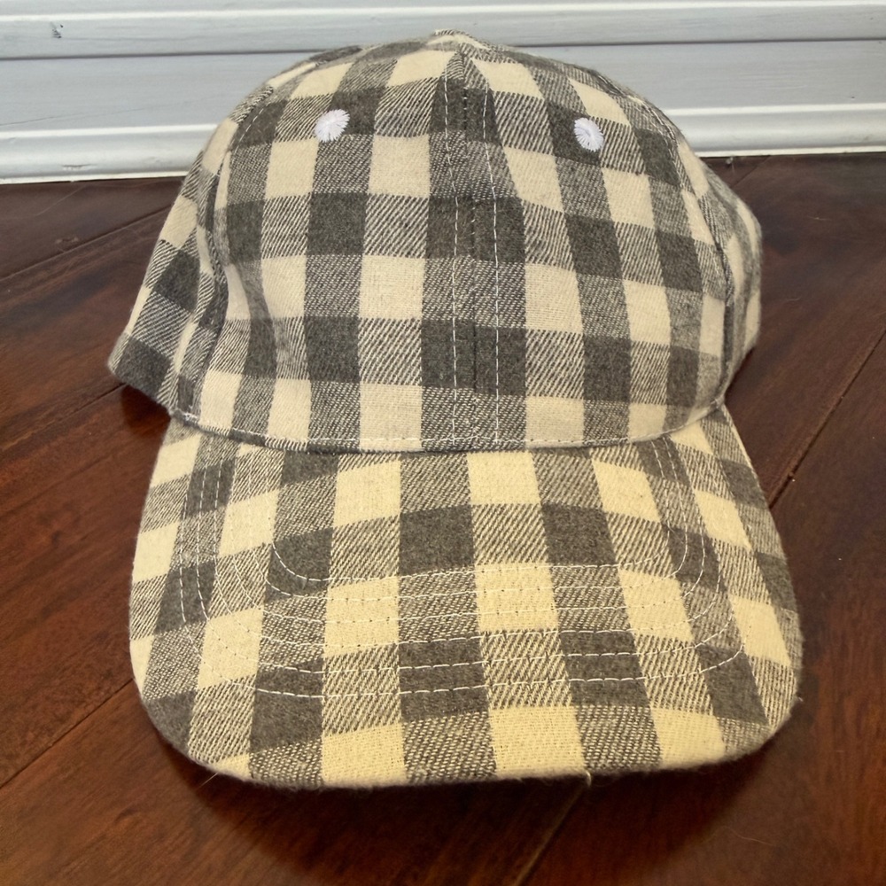 Cocus‎ Pocus Buffalo Plaid Baseball Cap Gray Ivory Dad Hat Adjustable One Size